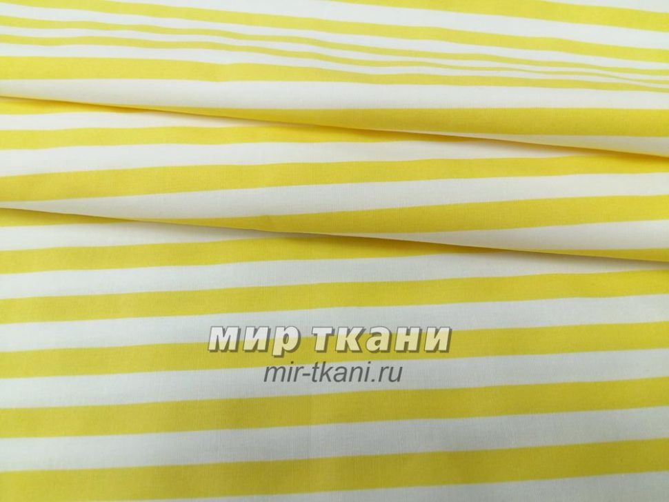 Поплин набивной "Полоска" цвет жёлтый
