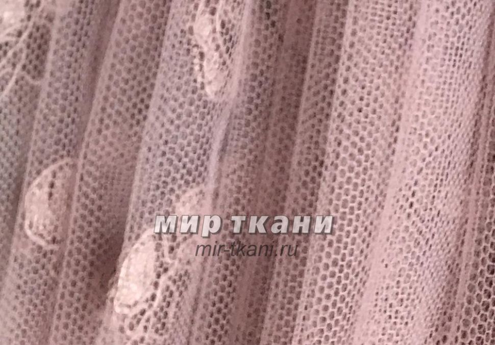 Кружево на сетке "Бэль" цвет.002 гр.розовый