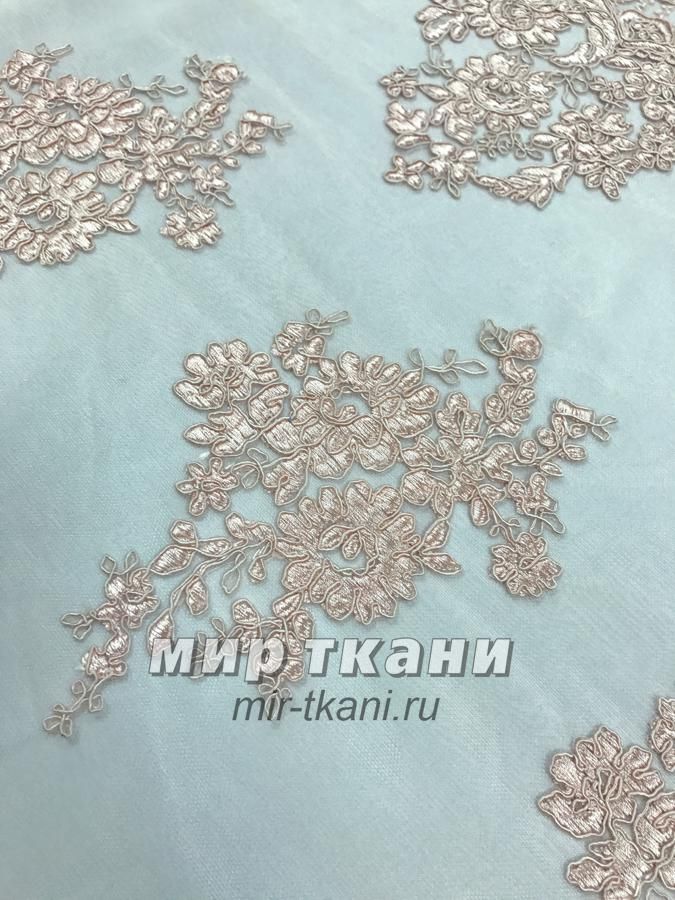 Кружево на сетке "Бэль" цвет.005 персик